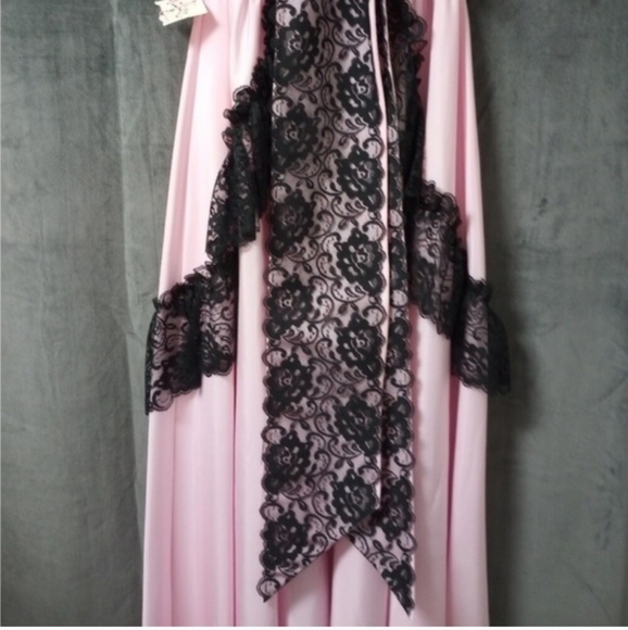 Vintage 80s Nadine Pink with Black Lace Strapless Prom Dress Size 9 NWT - Picture 8 of 16